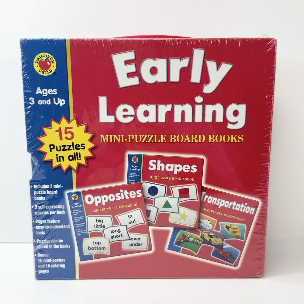 Vintage 2004 Brighter Child Early Learning Mini Puzzle Board Books Box Set